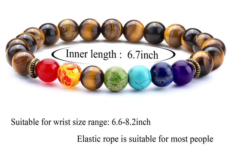 Hamoery Men Women 8mm Lava Rock 7 Chakra Beads Chakra Bracelet Braided Rope Natural Stone Yoga Bracelet Bangle - Image 3